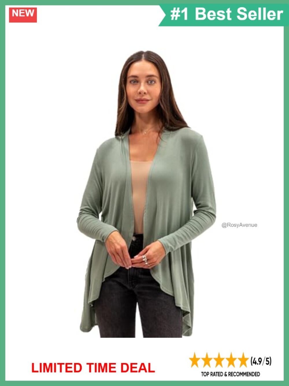 Lightweight Open Front Cardigan Sweater with Pockets TENCEL Made in USA
